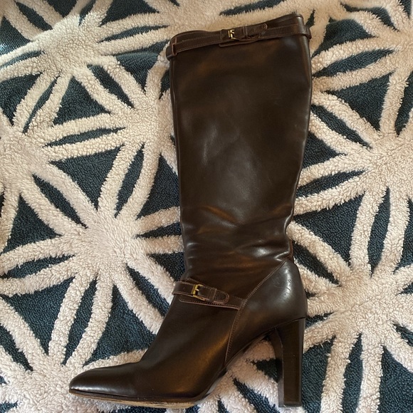 J. Crew Brown Leather Side Zipper 4" Heel Boots sz: 10 M / Made in ITALY - Picture 2 of 11